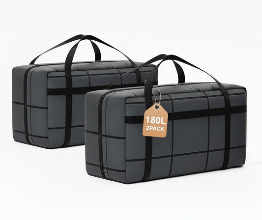 2-Pack Extra Large 180L Moving Storage Bags with Heavy Duty Zippers and Handles, Black - main product image