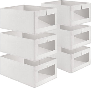 6 Pack Fabric Storage Bins with Clear Window for Organising