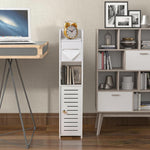 Slim Bathroom Cabinet with Toilet Paper Holder for Laundry Room, White - size and scale view