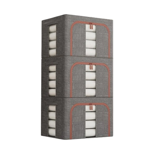 3 Pack Large Clothes Storage Bins with Lids and Clear Windows, Grey - main product image