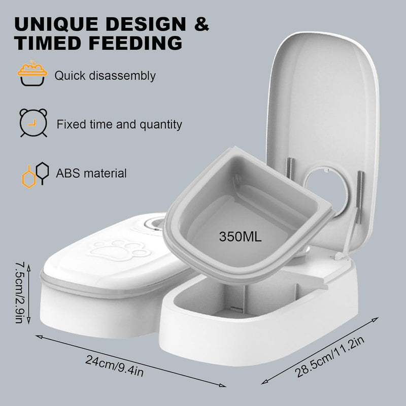 2 Meal Automatic Pet Feeder with Timer for Cats and Dogs, White - alternate angle