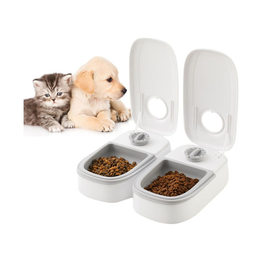 2 Meal Automatic Pet Feeder with Timer for Cats and Dogs, White - main product image