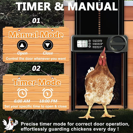 Automatic Chicken Coop Door Opener with Timer Control and Digital Accessories - Black - alternate angle