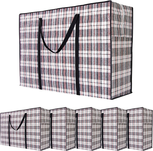 Large Moving Storage Bags with Zipper & Handles – 6 Pack, Grey - main product image