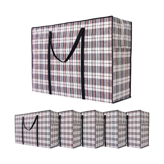 Large Moving Storage Bags with Zipper & Handles – 6 Pack, Grey - main product image