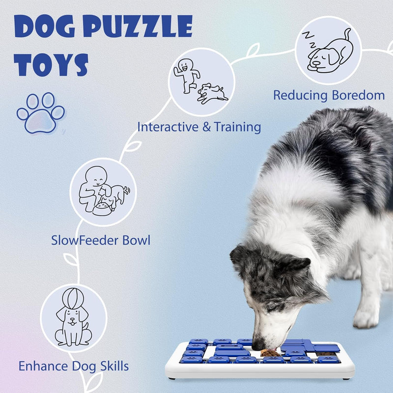 Interactive Dog Puzzle Toy Slow Feeder Treat Dispenser, Blue - alternate angle