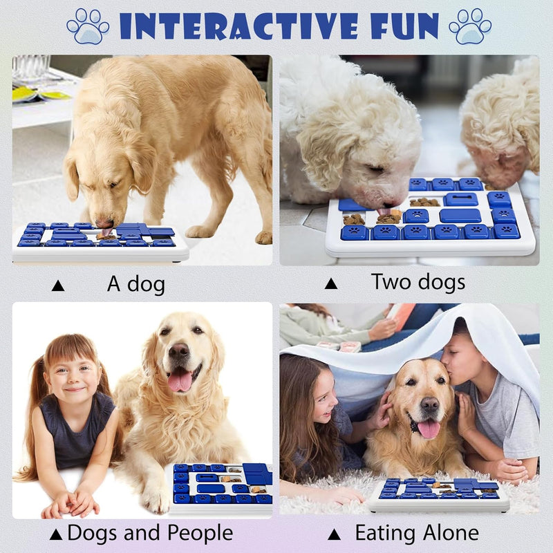 Interactive Dog Puzzle Toy Slow Feeder Treat Dispenser, Blue - size and scale view