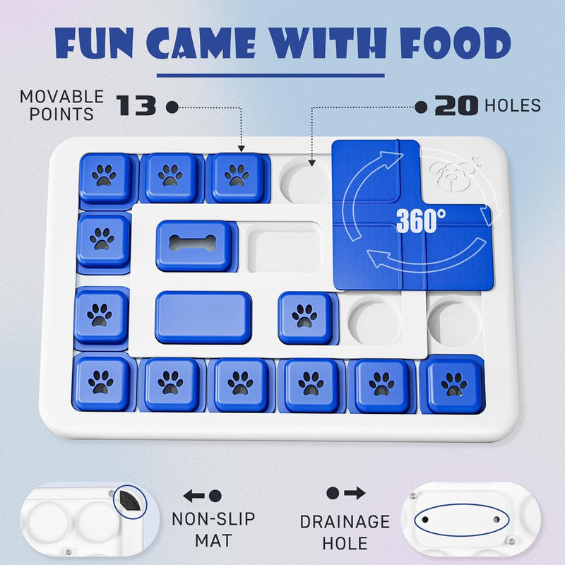Interactive Dog Puzzle Toy Slow Feeder Treat Dispenser, Blue - additional product view