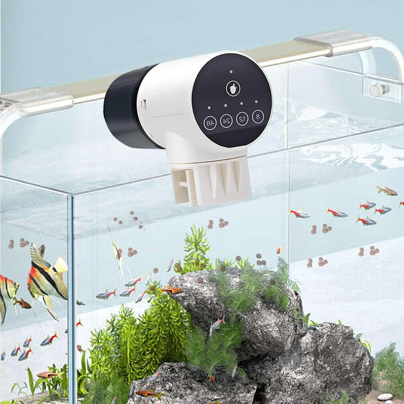 Automatic Fish Feeder with Timer and Moistureproof Design, White - alternate angle