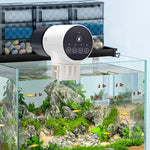 Automatic Fish Feeder with Timer and Moistureproof Design, White - size and scale view