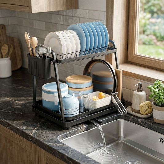 2-Tier Dish Drying Rack for Kitchen Countertop