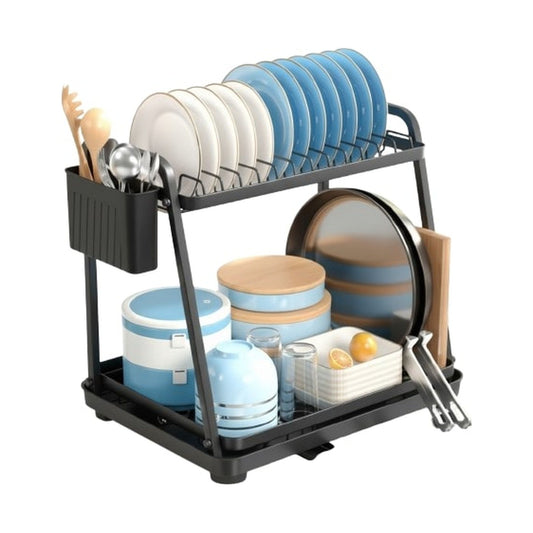 2-Tier Dish Drying Rack for Kitchen Countertop, Black - main product image