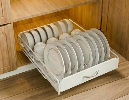 Pull Out Dish Rack for Kitchen Cabinet - Pull Out Cabinet, White - main product image