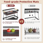 2-Tier Fruit Basket Metal Kitchen Organiser, Black - detail view