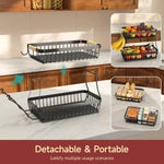 2-Tier Fruit Basket Metal Kitchen Organiser, Black - size and scale view