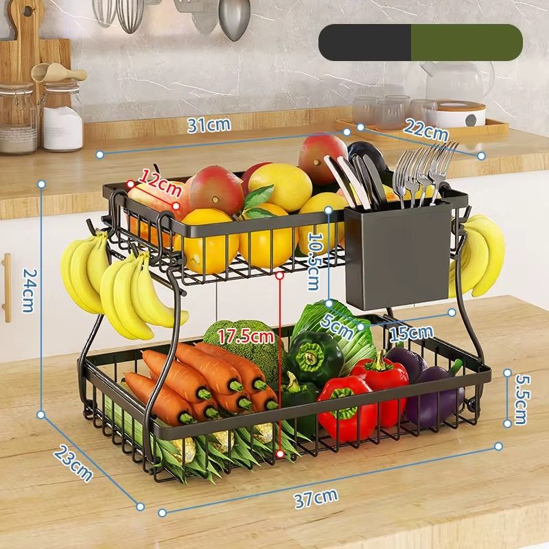 2-Tier Fruit Basket Metal Kitchen Organiser
