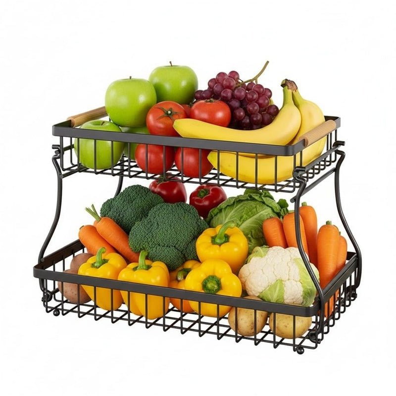 2-Tier Fruit Basket Metal Kitchen Organiser