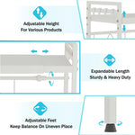 2-Tier Microwave Oven Rack Adjustable Metal Shelf Stand, White - size and scale view