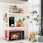 3-Tier Microwave Oven Rack Adjustable Metal Shelf Stand, White - alternate angle