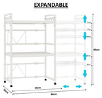 3-Tier Microwave Oven Rack Adjustable Metal Shelf Stand, White - detail view