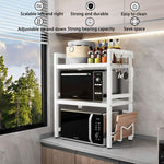 3-Tier Microwave Oven Rack Adjustable Metal Shelf Stand, White - size and scale view