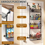 4 Tier Over Door Organiser - Metal Basket Rack - Black - detail view