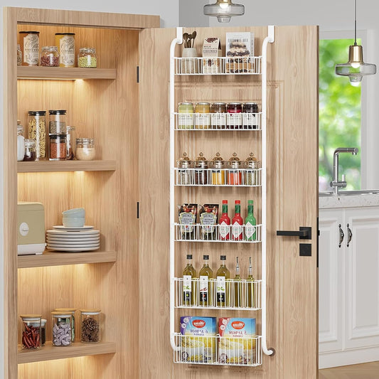 6 Tier Over Door Organiser - Metal Basket Rack - White - main product image