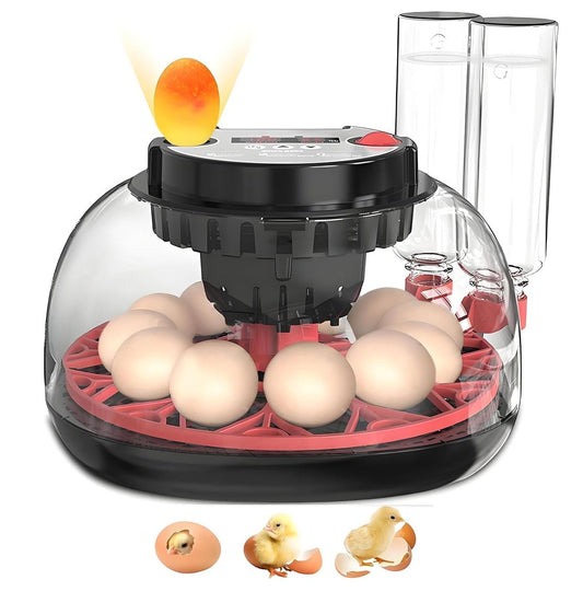 12 Egg Incubator with Automatic Turning and Led Display, Red - main product image