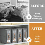 Bed Sheet Organizer Set of 8 with Handle & Window for Bedding Storage, Grey - detail view