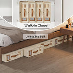 Bed Sheet Organizer Set of 8 with Handle & Window for Bedding Storage, Linen - size and scale view