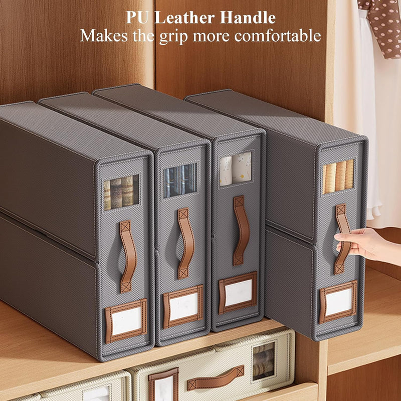 Bed Sheet Organizer Set of 8 with Handle & Window for Bedding Storage