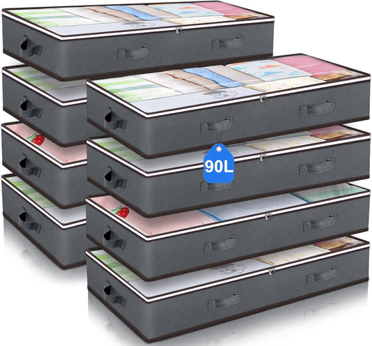 8 Pack Underbed Storage Bags - Large Capacity Containers, Grey - main product image
