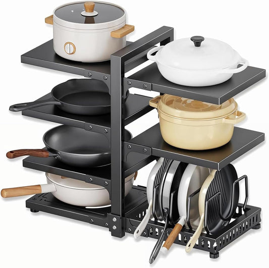 7 Tier Pan Organiser Rack Adjustable Heavy Duty, Black - main product image