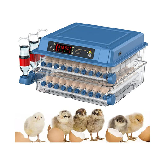 128 Egg Incubator with Automatic Turning and LED Display, Blue - main product image