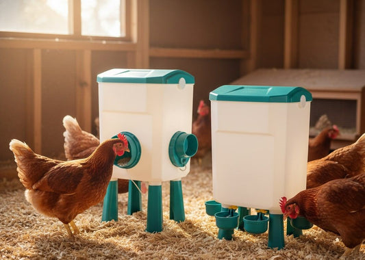 Automatic Chicken Feeder Waterer Set with 8KG Food & 7L Water, Blue - alternate angle