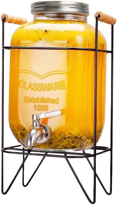 Glass Beverage Dispenser with Stand for Iced Drinks, Natural - main product image