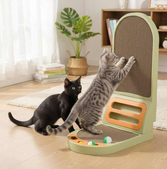Vertical Cat Scratching Board with Built-In Ball Toy, Green - alternate angle