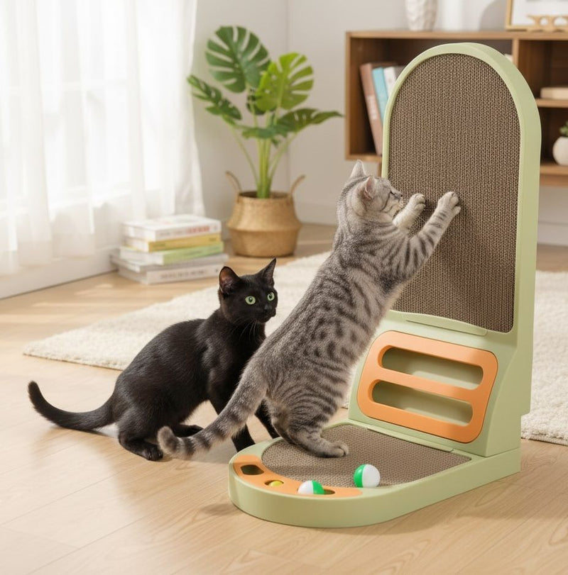 Vertical Cat Scratching Board with Built-In Ball Toy, Green - alternate angle