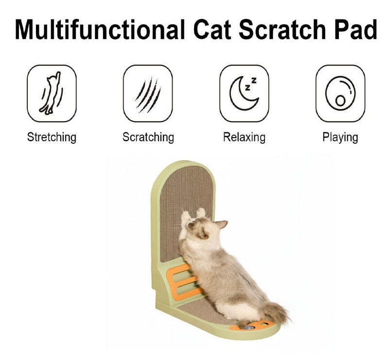 Vertical Cat Scratching Board with Built-In Ball Toy, Green - size and scale view