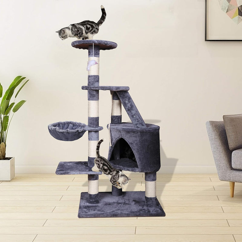 120cm Cat Tree for Indoor Cats with Condo and Hammock