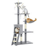 134cm Cat Tree for Indoor Cats with Hammock & Scratching Posts, Grey - main product image