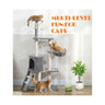 134cm Cat Tree for Indoor Cats with Hammock & Scratching Posts - Grey