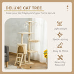 134cm Cat Tree for Indoor Cats with Hammock & Scratching Posts, Beige - size and scale view