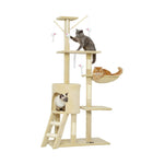 134cm Cat Tree for Indoor Cats with Hammock & Scratching Posts, Beige - main product image