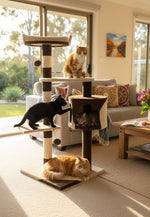 140cm Cat Tree for Indoor Cats with Plush Perch and Scratching Posts, Beige - alternate angle