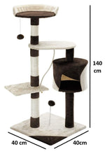 140cm Cat Tree for Indoor Cats with Plush Perch and Scratching Posts, Beige - detail view