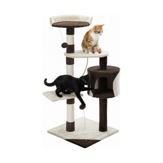 140cm Cat Tree for Indoor Cats with Plush Perch and Scratching Posts, Beige - main product image