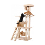 141cm Cat Tree Tower for Indoor Cats with Hammock and Condo, Beige - main product image