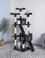 170cm Cat Tree Tower for Indoor Cats with Dual Condos & Plush Perches, Black - alternate angle