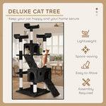 170cm Cat Tree Tower for Indoor Cats with Dual Condos & Plush Perches, Black - size and scale view